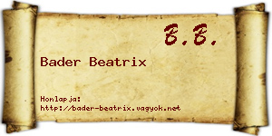 Bader Beatrix névjegykártya