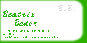 beatrix bader business card